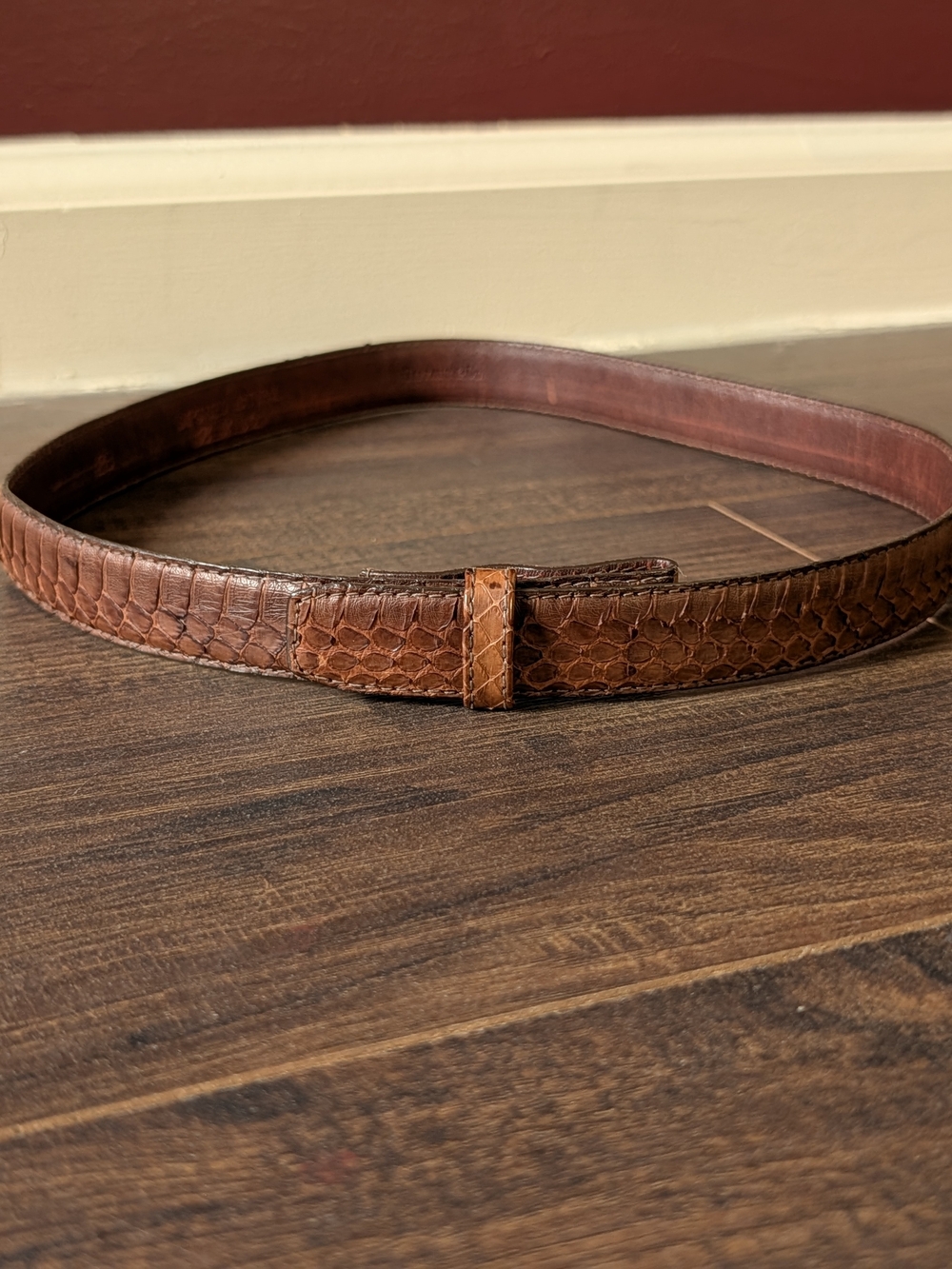 Tiffany & Co. Vintage Brown Genuine Snakeskin Exotic Waist Belt Strap 28